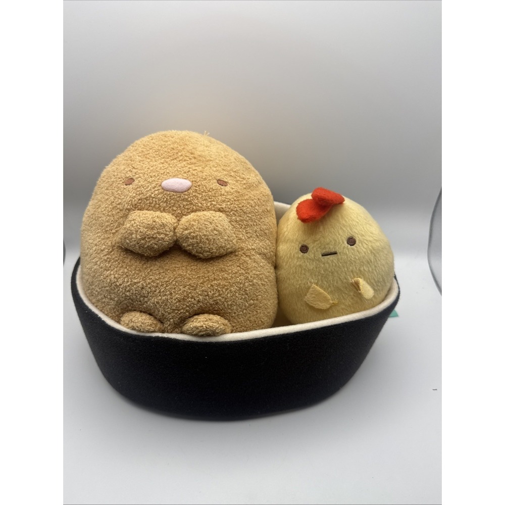 11" San-X Sumikko Gurashi Sushi Tonkatsu Plush in Bowl Japan Round1